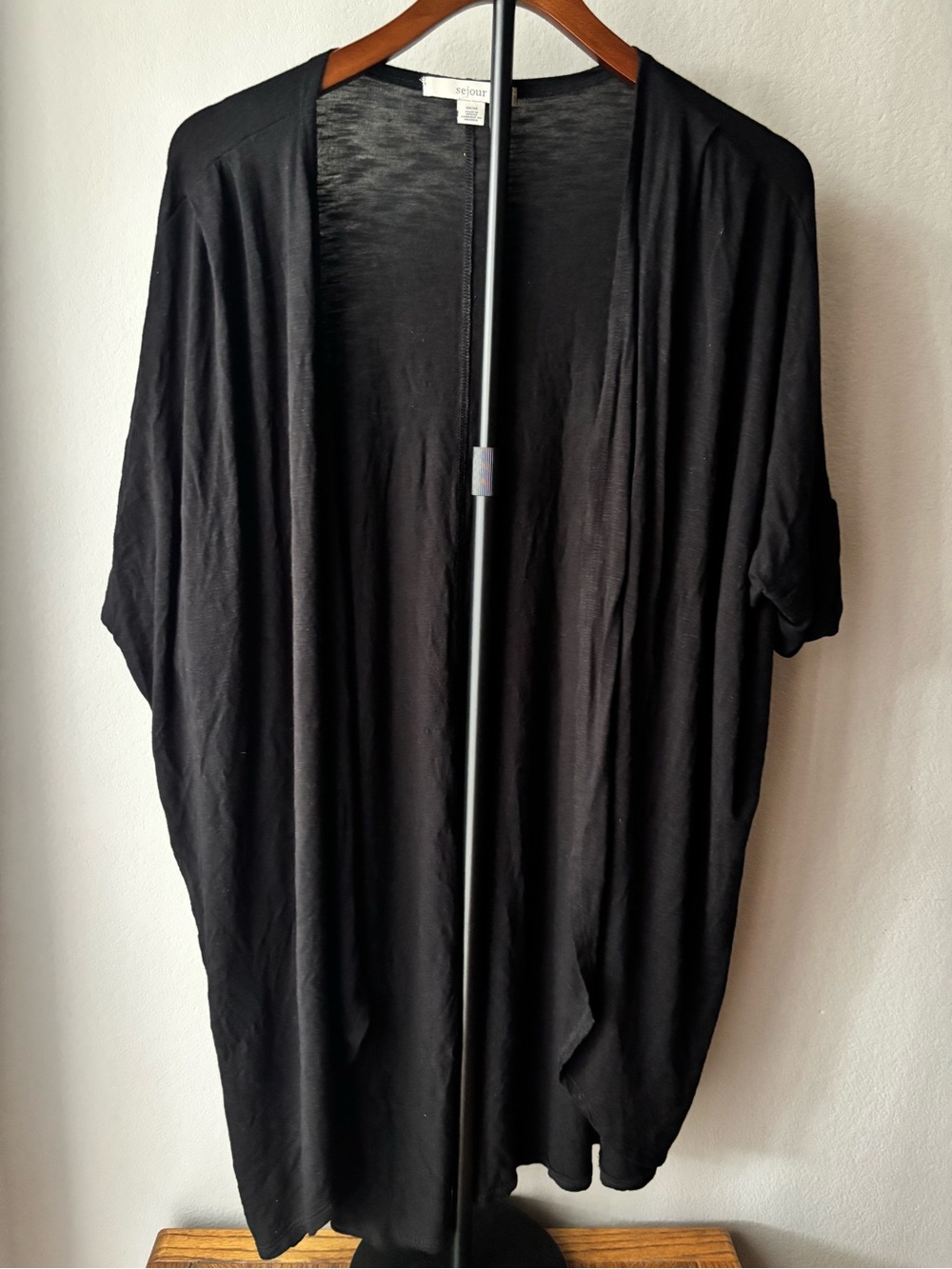 Sejour Black Knit Open-Front Cardigan